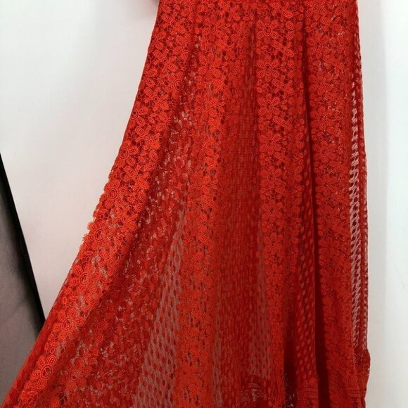 Maje Paris Revanti Red Lace v-neck short sleeve  maxi dress size 1 (small) - Picture 12 of 16